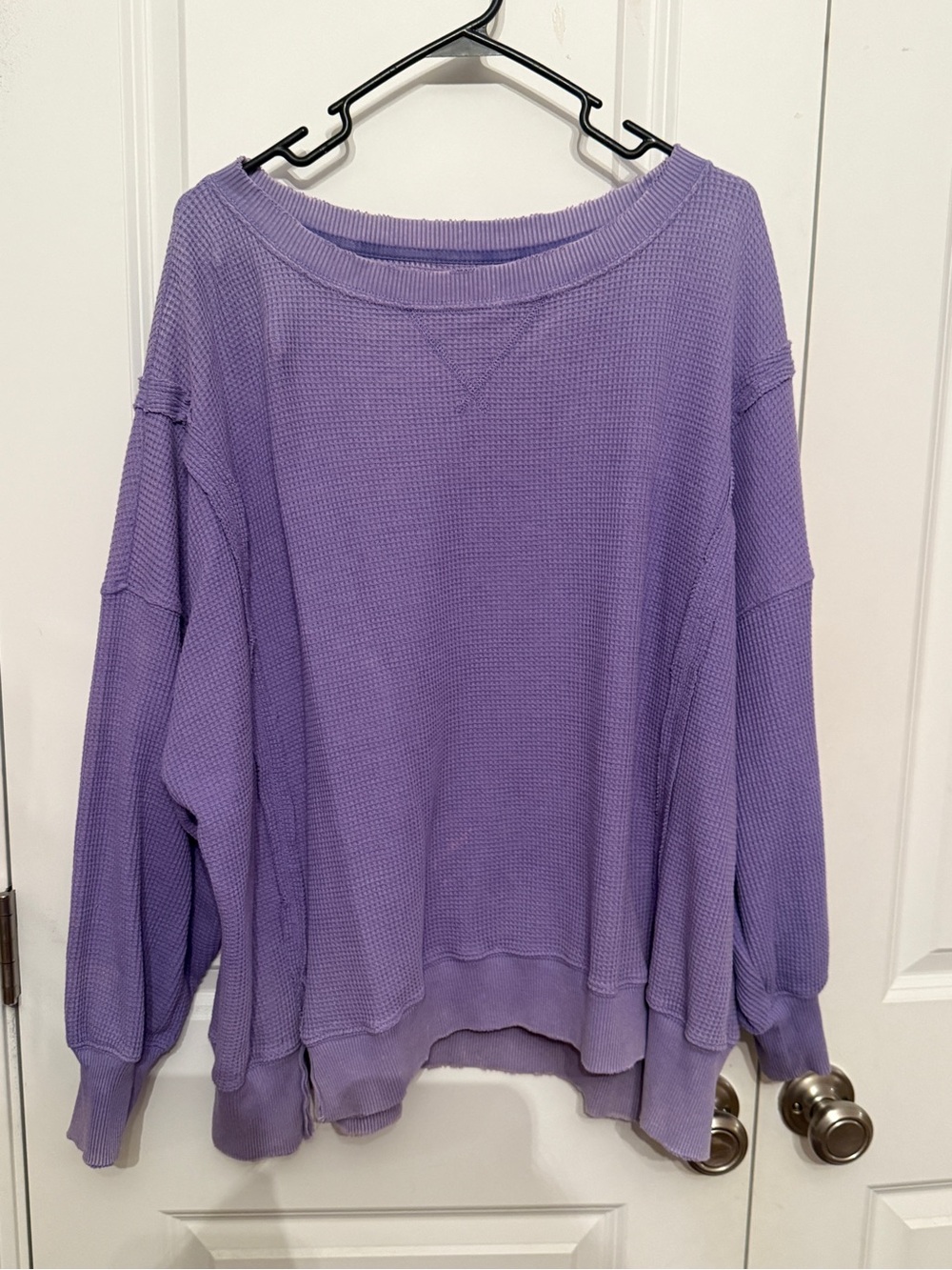 Aerie Oversized Waffle Crewneck - Purple